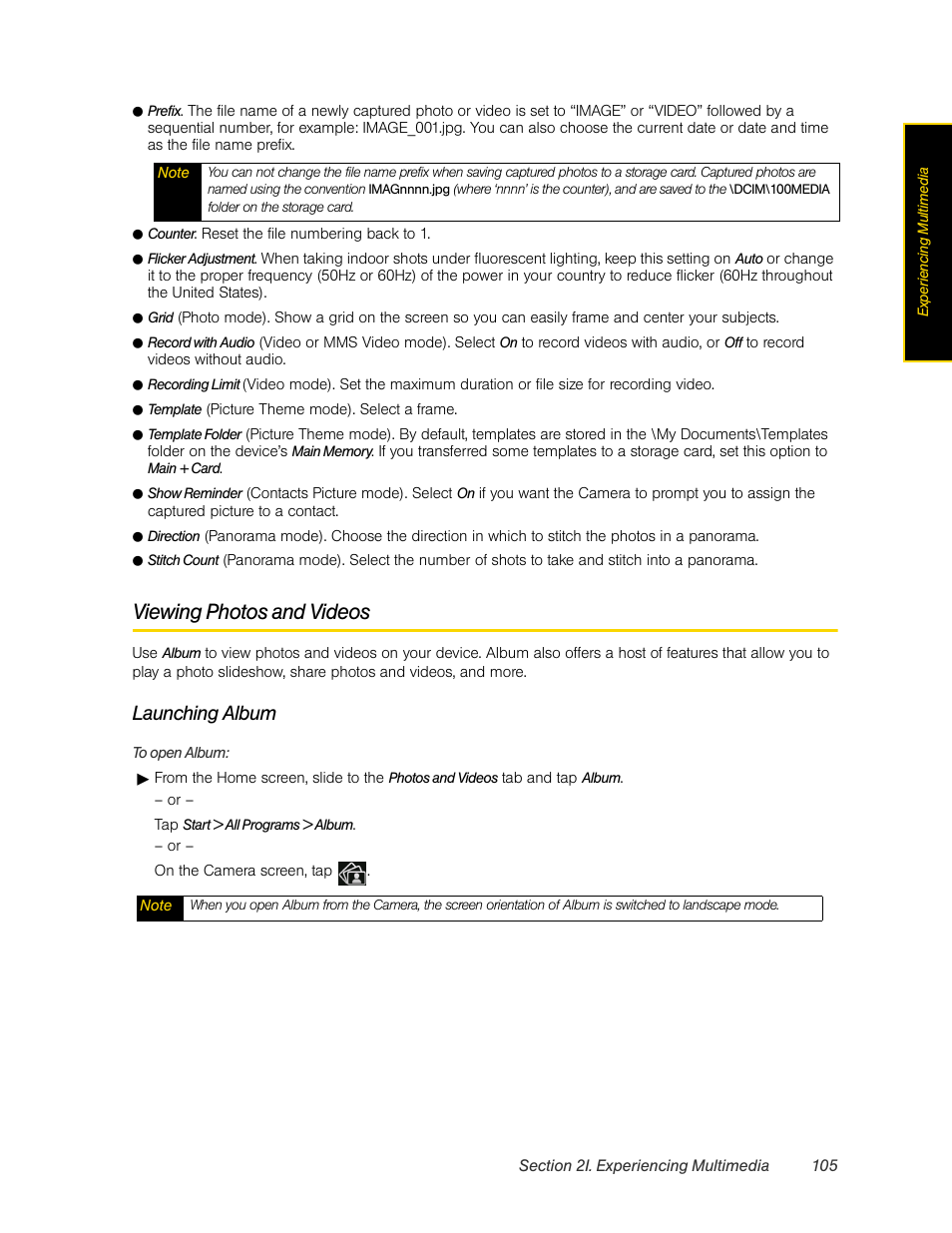 Viewing photos and videos, Ips. see “viewing photos and, Launching album | HTC Pro2 User Manual | Page 115 / 234