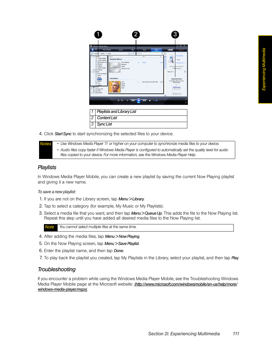 Playlists, Troubleshooting | HTC Pro2 User Manual | Page 121 / 234