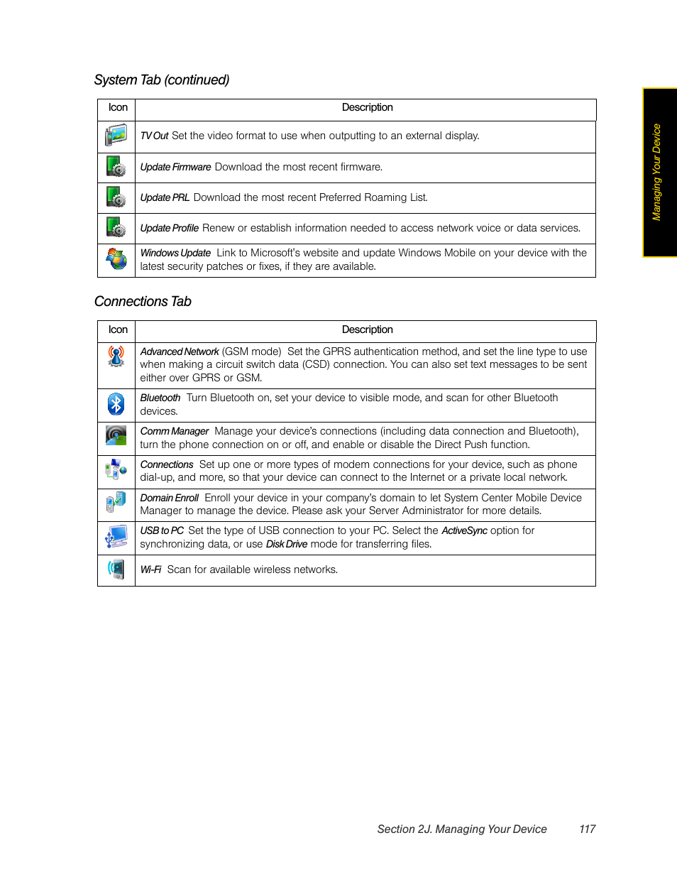 System tab (continued) connections tab | HTC Pro2 User Manual | Page 127 / 234