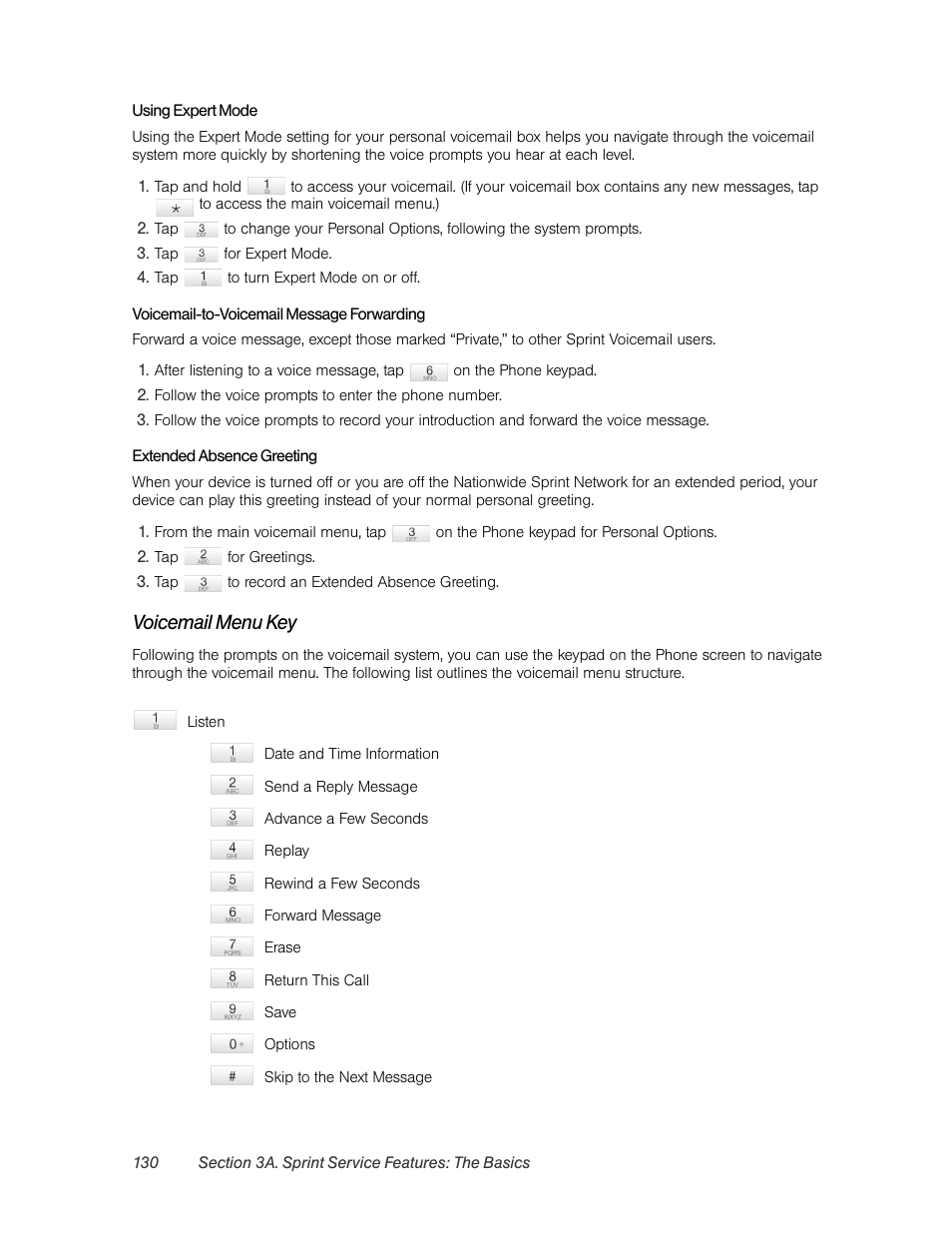 Voicemail menu key | HTC Pro2 User Manual | Page 140 / 234