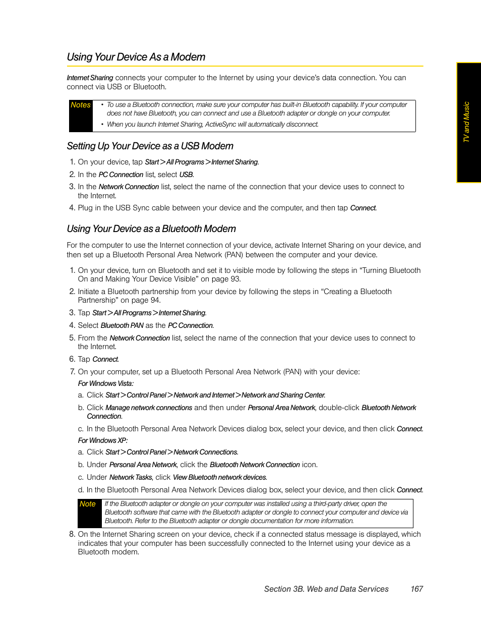 Using your device as a modem, Setting up your device as a usb modem, Using your device as a bluetooth modem | HTC Pro2 User Manual | Page 177 / 234