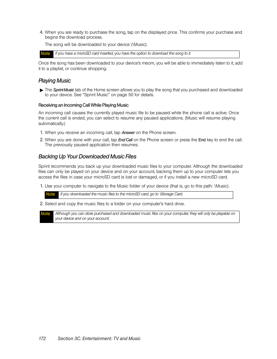 Playing music, Backing up your downloaded music files | HTC Pro2 User Manual | Page 182 / 234