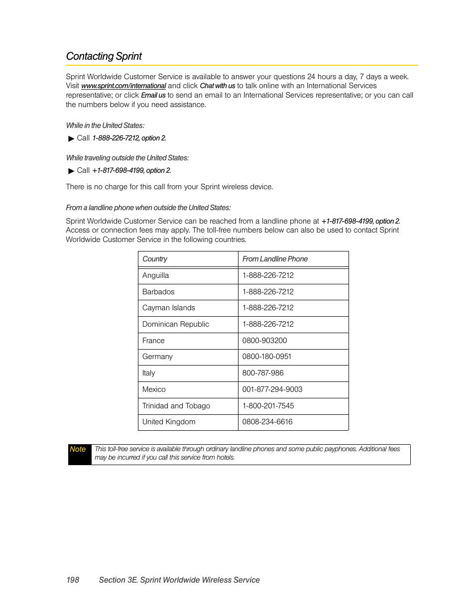 Contacting sprint | HTC Pro2 User Manual | Page 208 / 234
