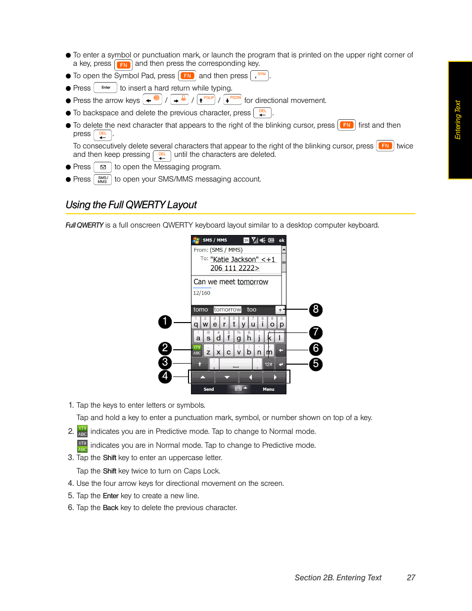 Using the full qwerty layout | HTC Pro2 User Manual | Page 37 / 234