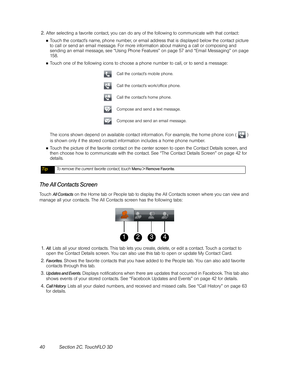 The all contacts screen | HTC Pro2 User Manual | Page 50 / 234