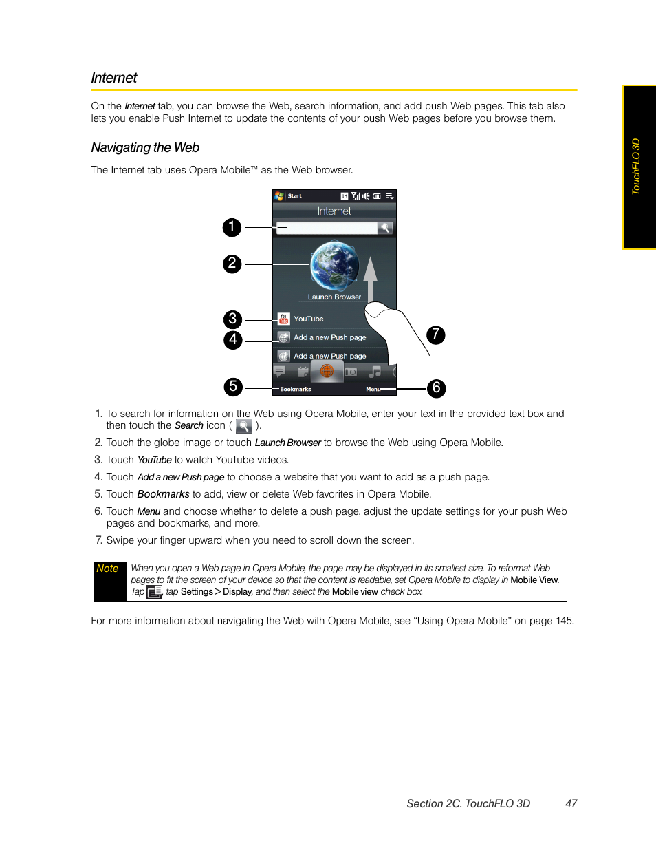 Internet, Navigating the web | HTC Pro2 User Manual | Page 57 / 234