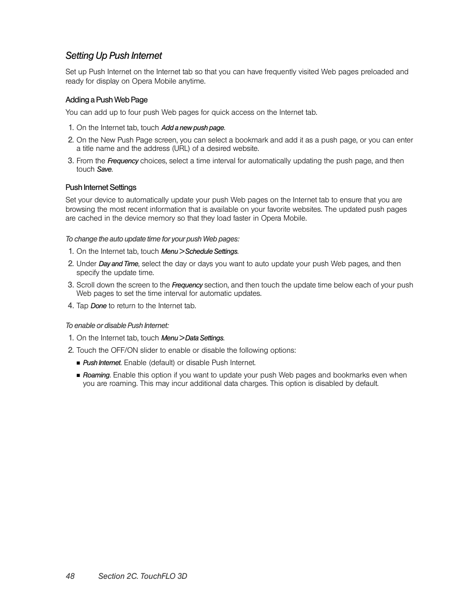 Setting up push internet | HTC Pro2 User Manual | Page 58 / 234