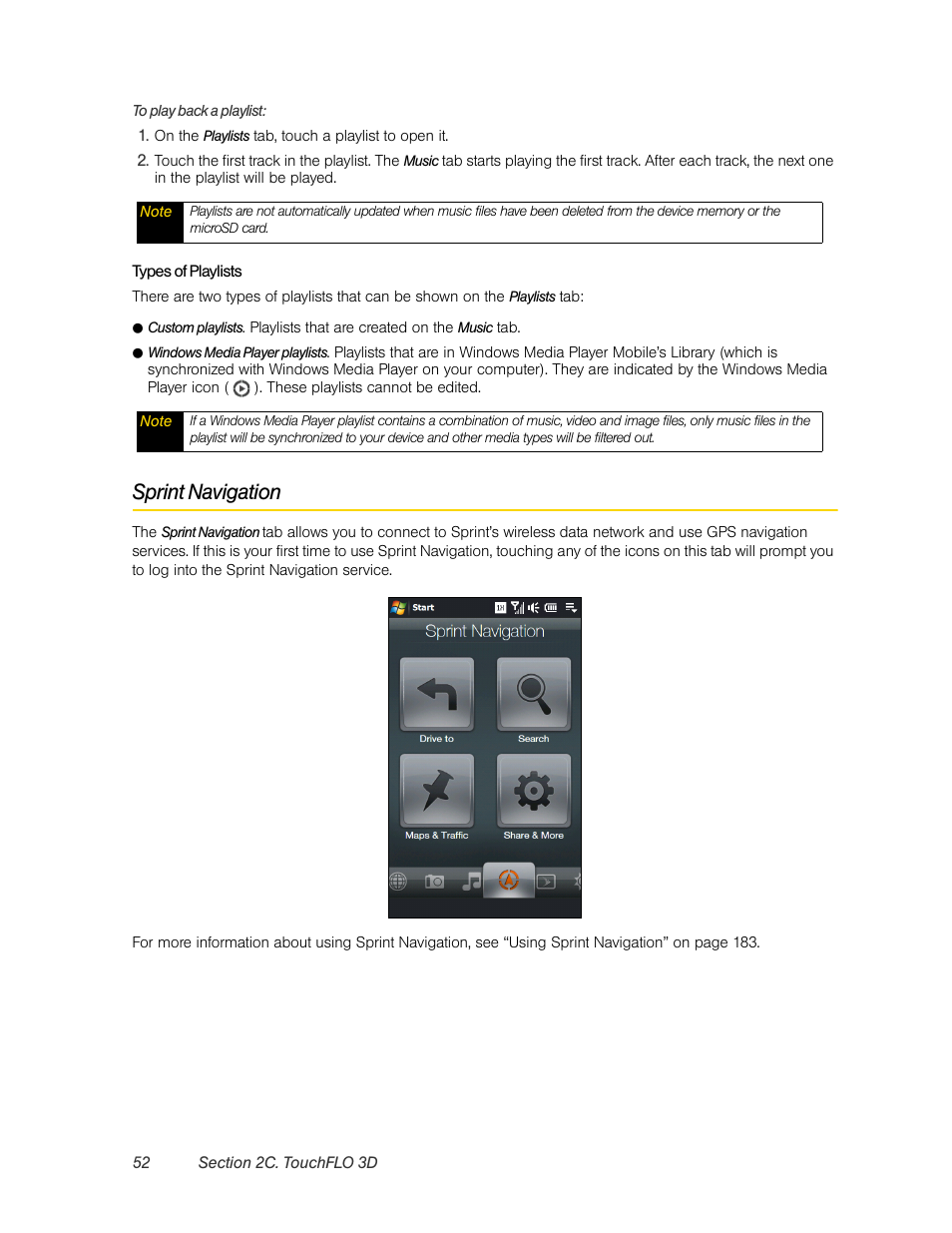 Sprint navigation | HTC Pro2 User Manual | Page 62 / 234