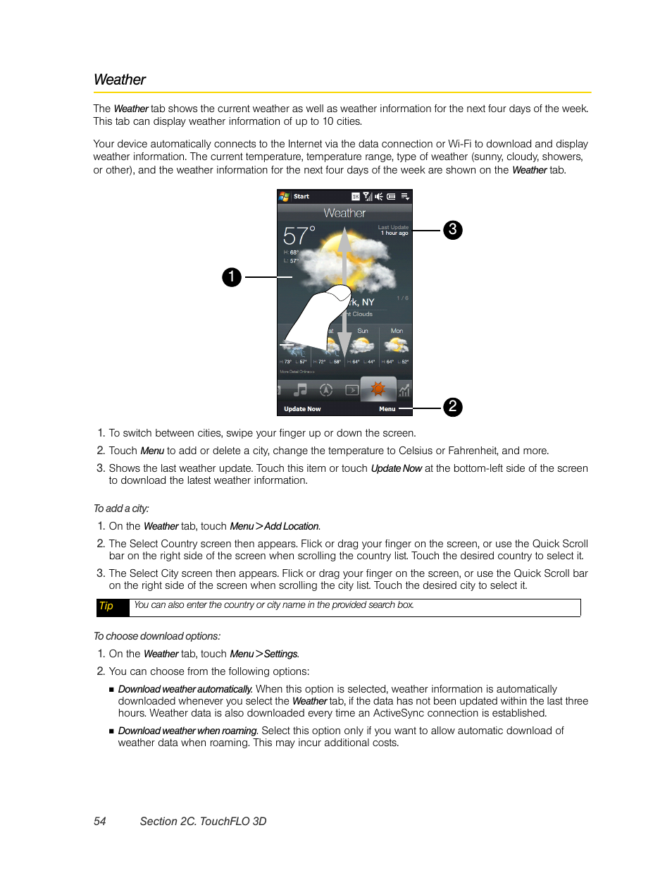 Weather | HTC Pro2 User Manual | Page 64 / 234