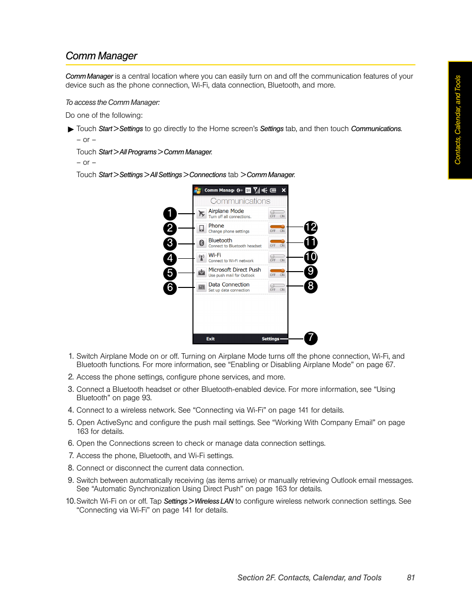 Comm manager | HTC Pro2 User Manual | Page 91 / 234