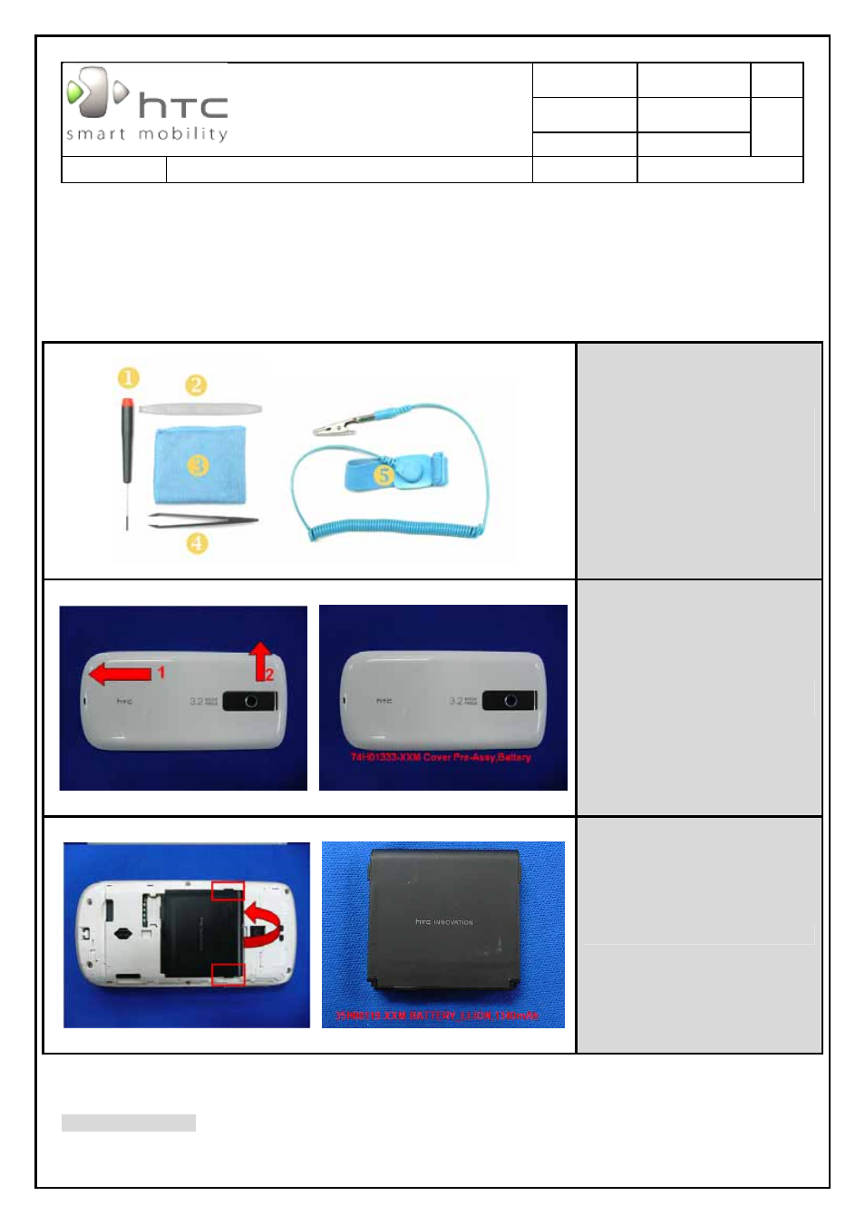 2 device disassembling and assembling procedure, Htc corporation, 1 disassembling procedure | HTC SAPPHIRE SM-TP008-1125 User Manual | Page 13 / 91