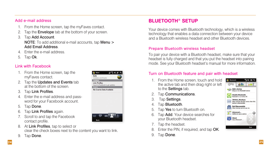 Bluetooth, Setup | HTC Touch Pro2 TM1630 User Manual | Page 14 / 31