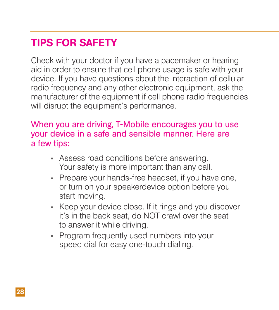 Tips for safety | HTC Touch Pro2 TM1630 User Manual | Page 16 / 31