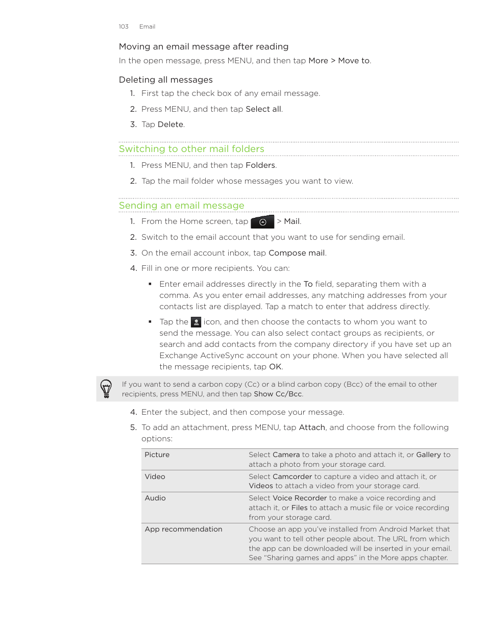 HTC Inspire 4G User Manual | Page 103 / 206