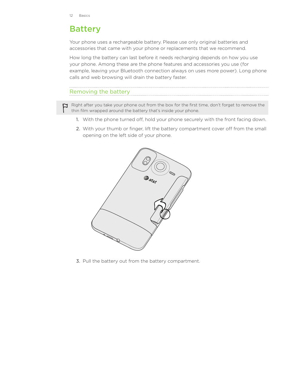 Battery | HTC Inspire 4G User Manual | Page 12 / 206