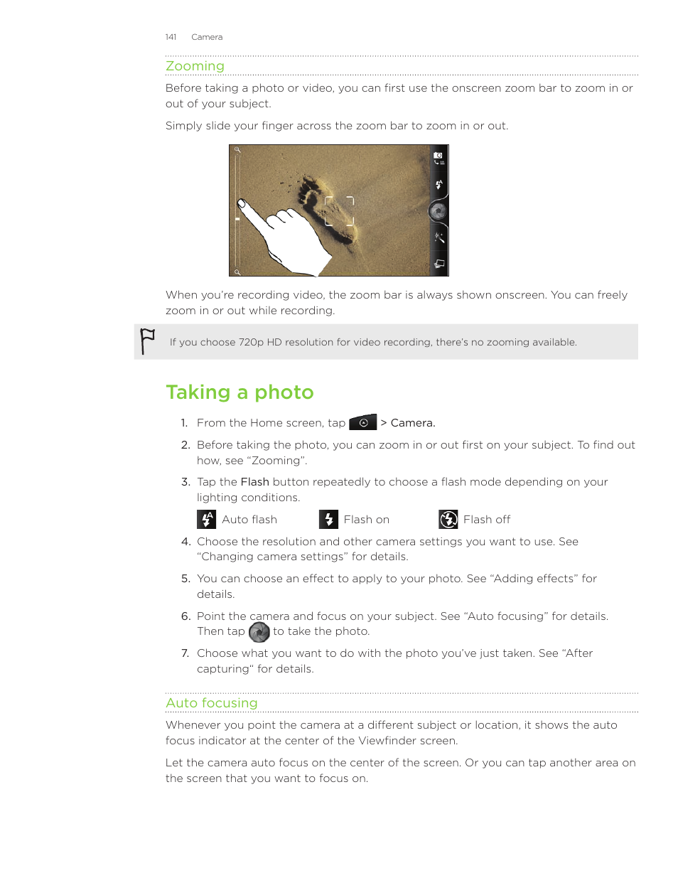 Taking a photo | HTC Inspire 4G User Manual | Page 141 / 206