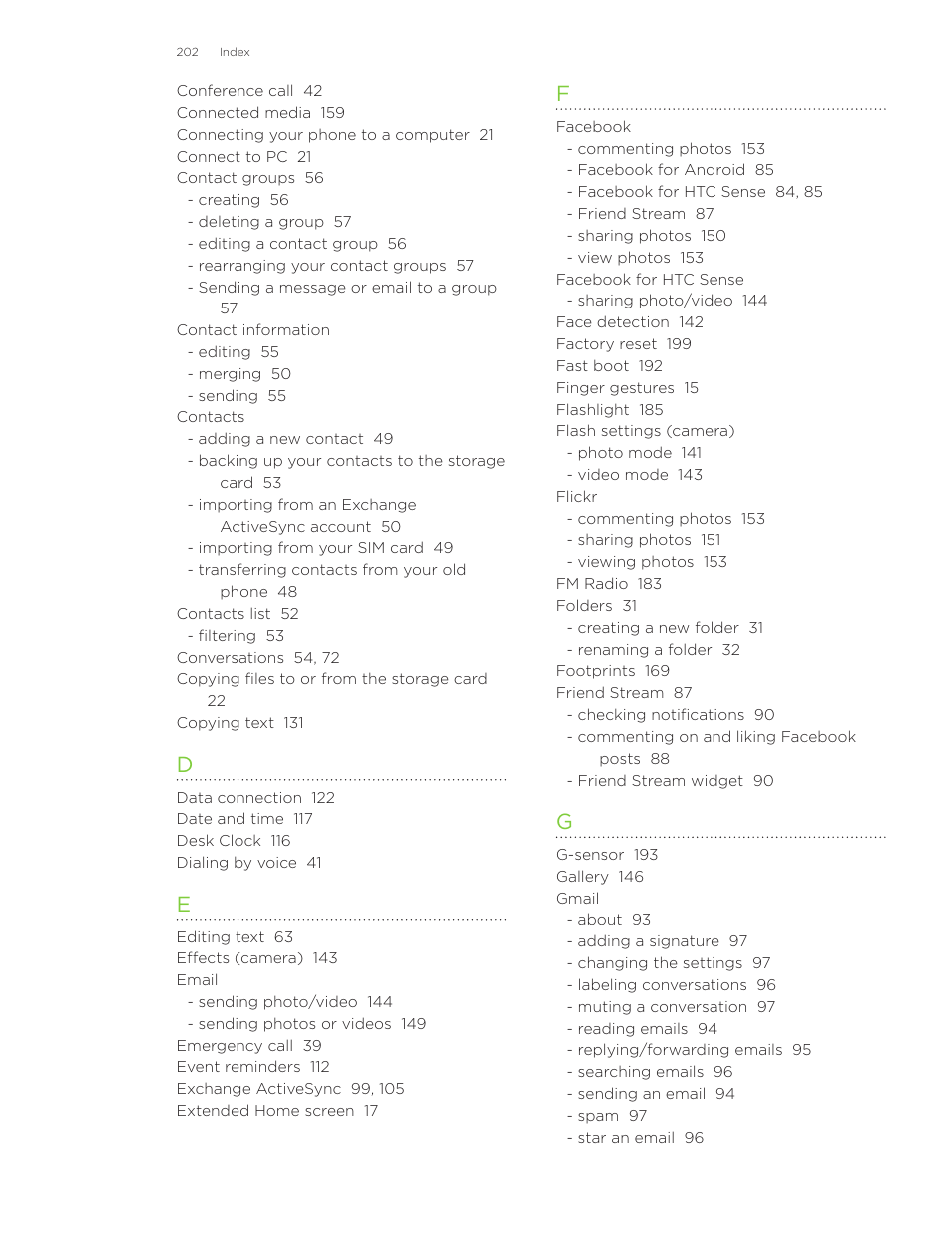 HTC Inspire 4G User Manual | Page 202 / 206