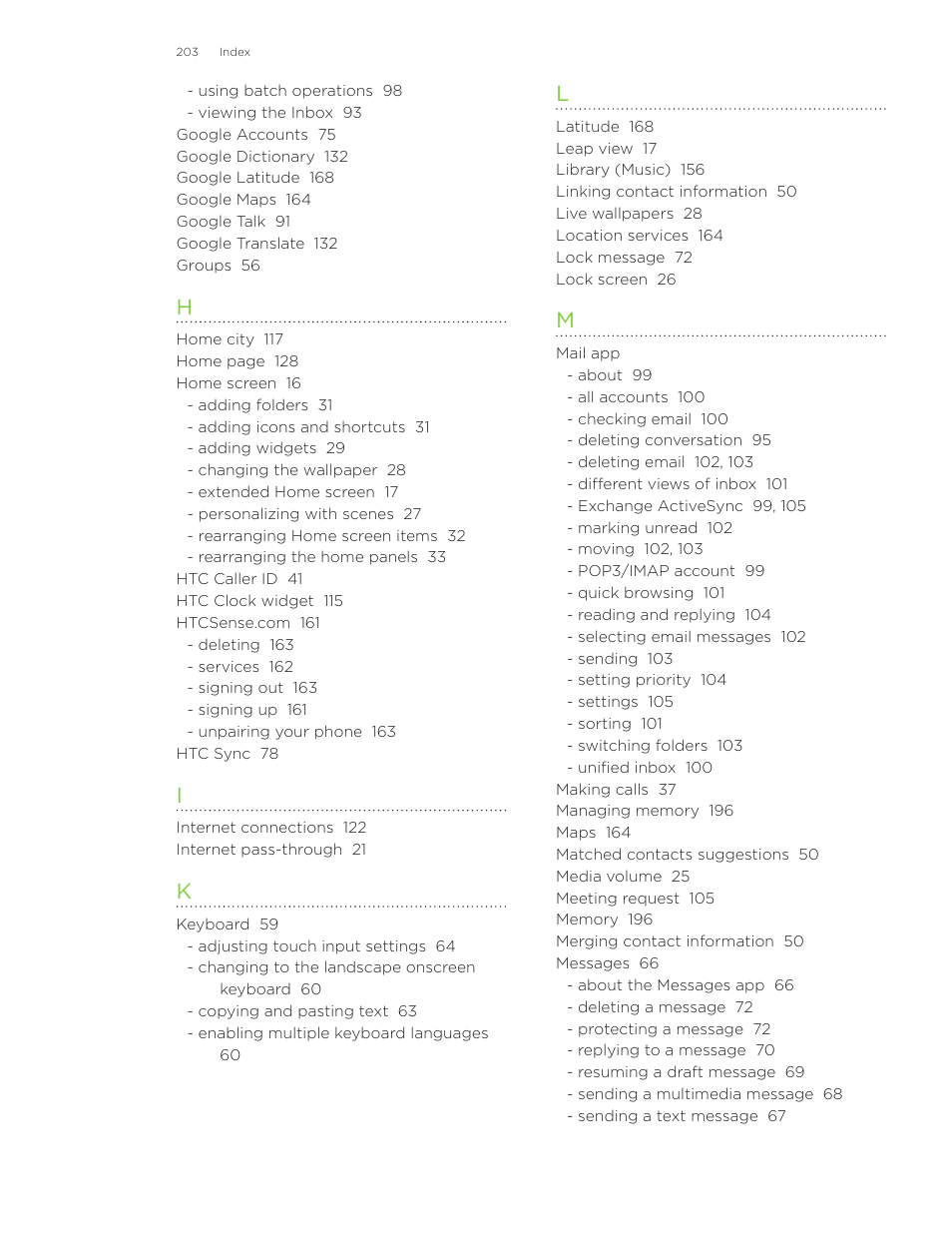 HTC Inspire 4G User Manual | Page 203 / 206