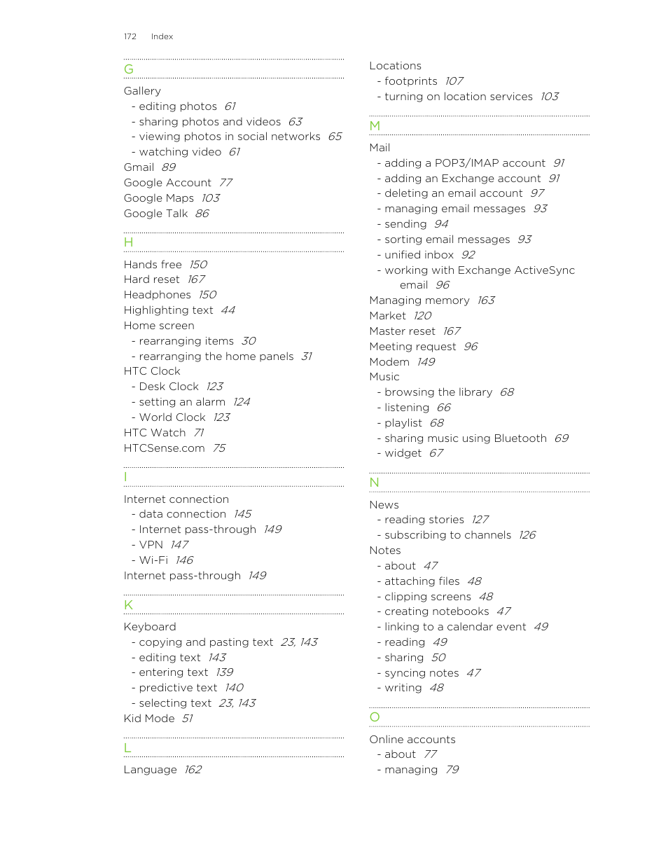 HTC Jetstream User Manual | Page 172 / 174