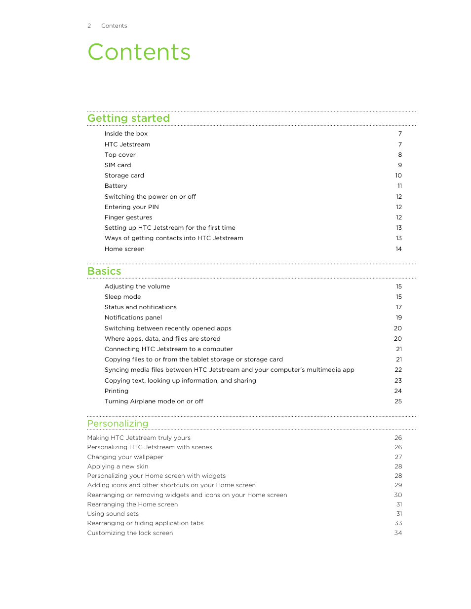 HTC Jetstream User Manual | Page 2 / 174