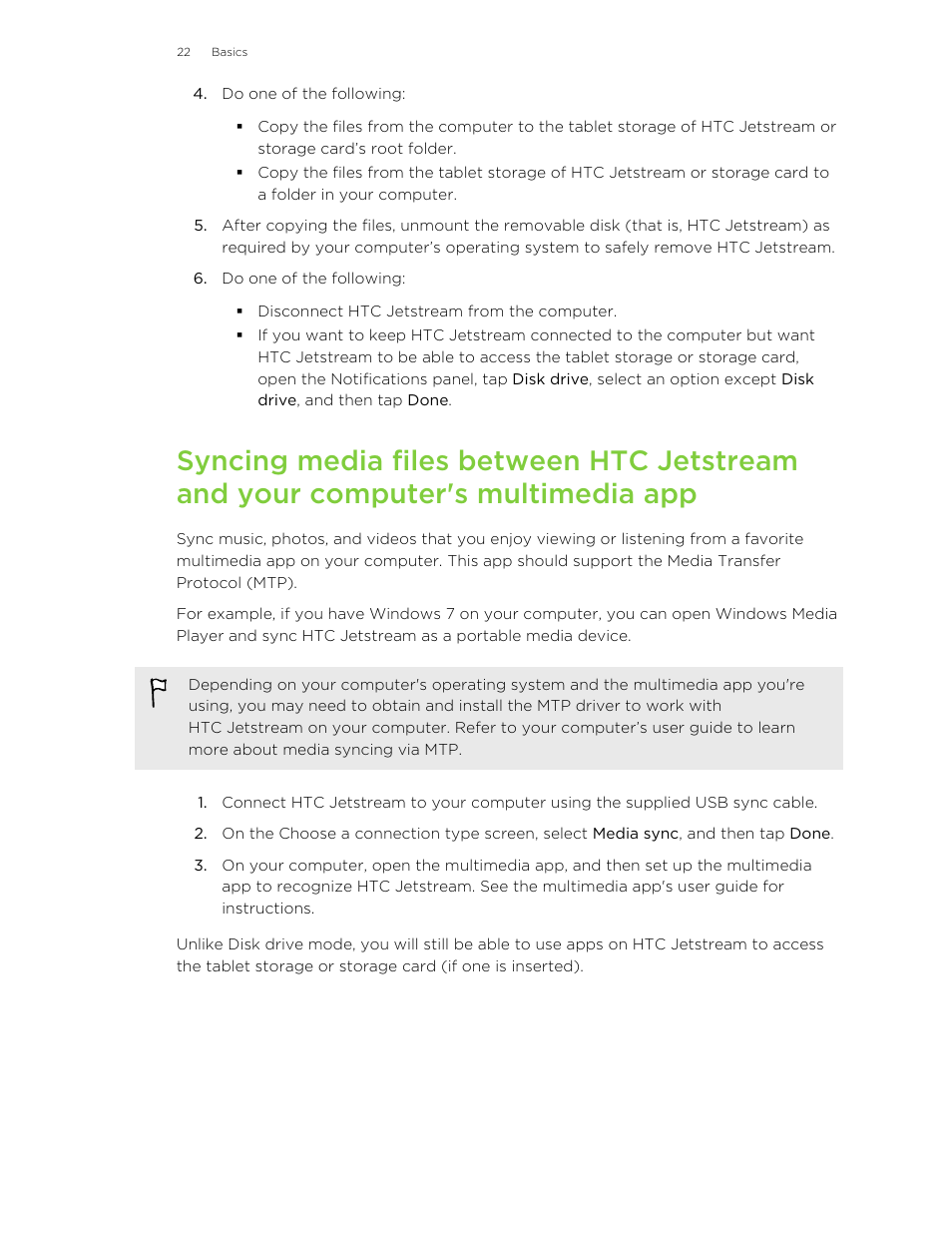 HTC Jetstream User Manual | Page 22 / 174