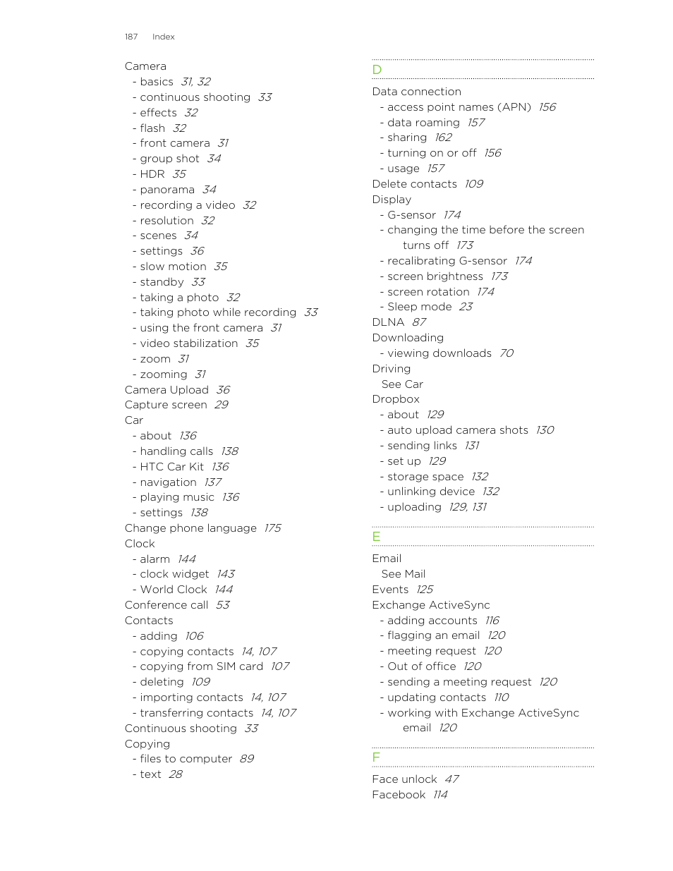HTC X+ User Manual | Page 187 / 193