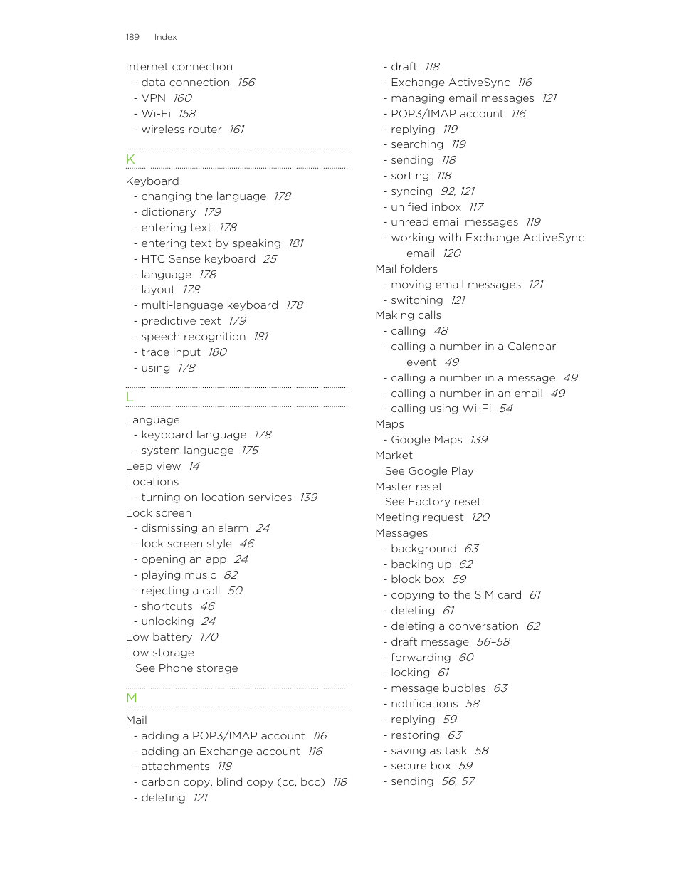 HTC X+ User Manual | Page 189 / 193