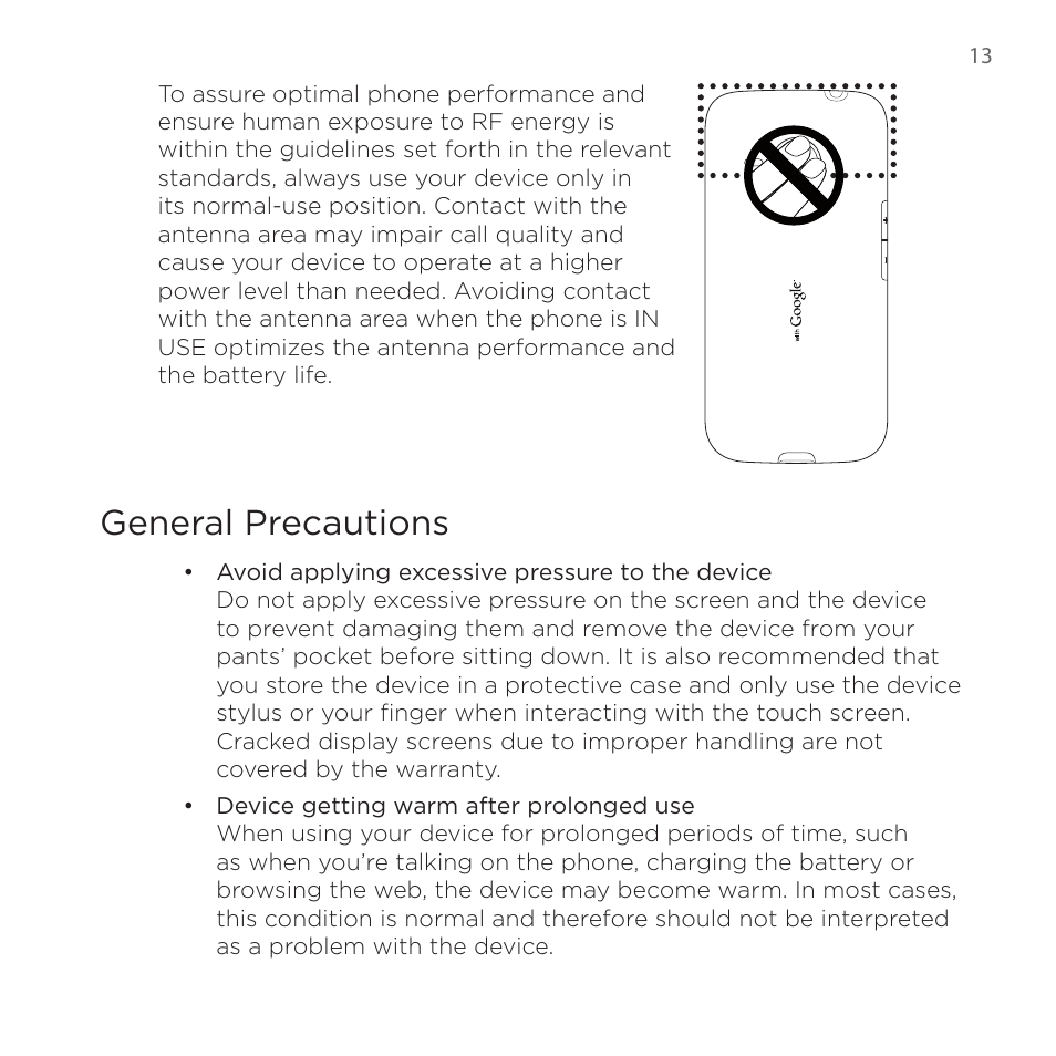 General precautions | HTC DROID Eris PB00100 User Manual | Page 13 / 238