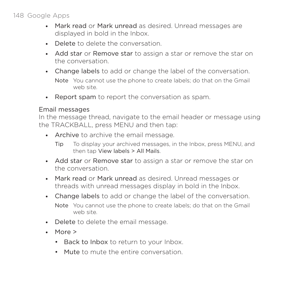 HTC DROID Eris PB00100 User Manual | Page 148 / 238