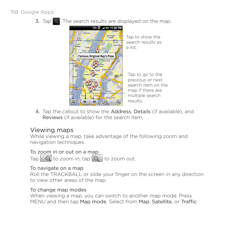 Viewing maps | HTC DROID Eris PB00100 User Manual | Page 158 / 238