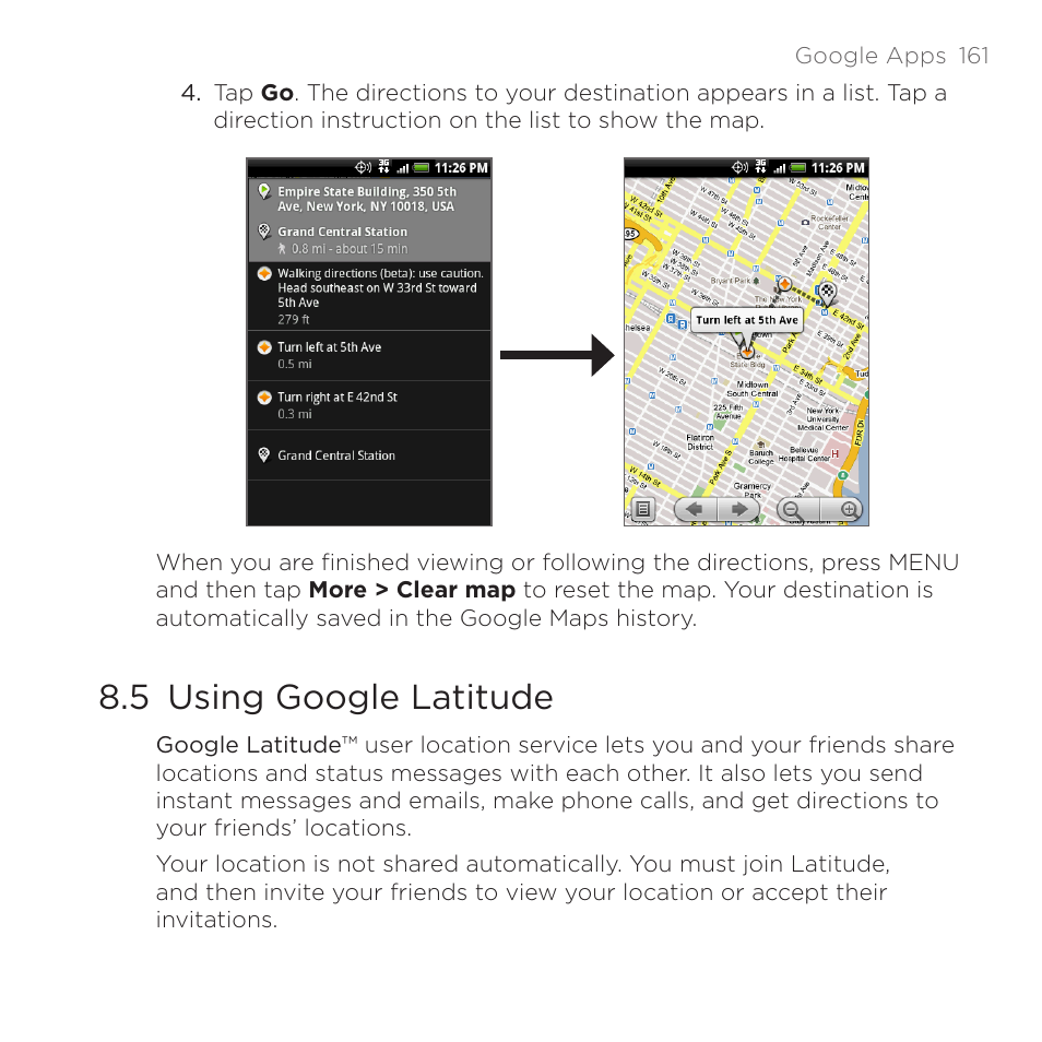 5 using google latitude | HTC DROID Eris PB00100 User Manual | Page 161 / 238