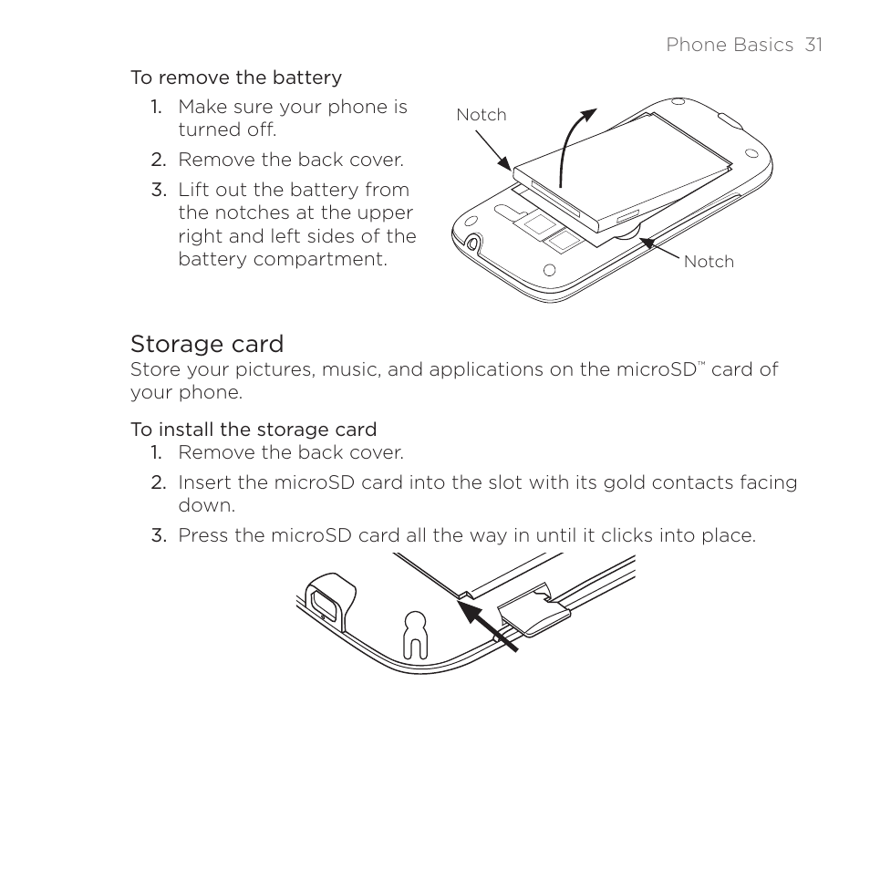 Storage card | HTC DROID Eris PB00100 User Manual | Page 31 / 238