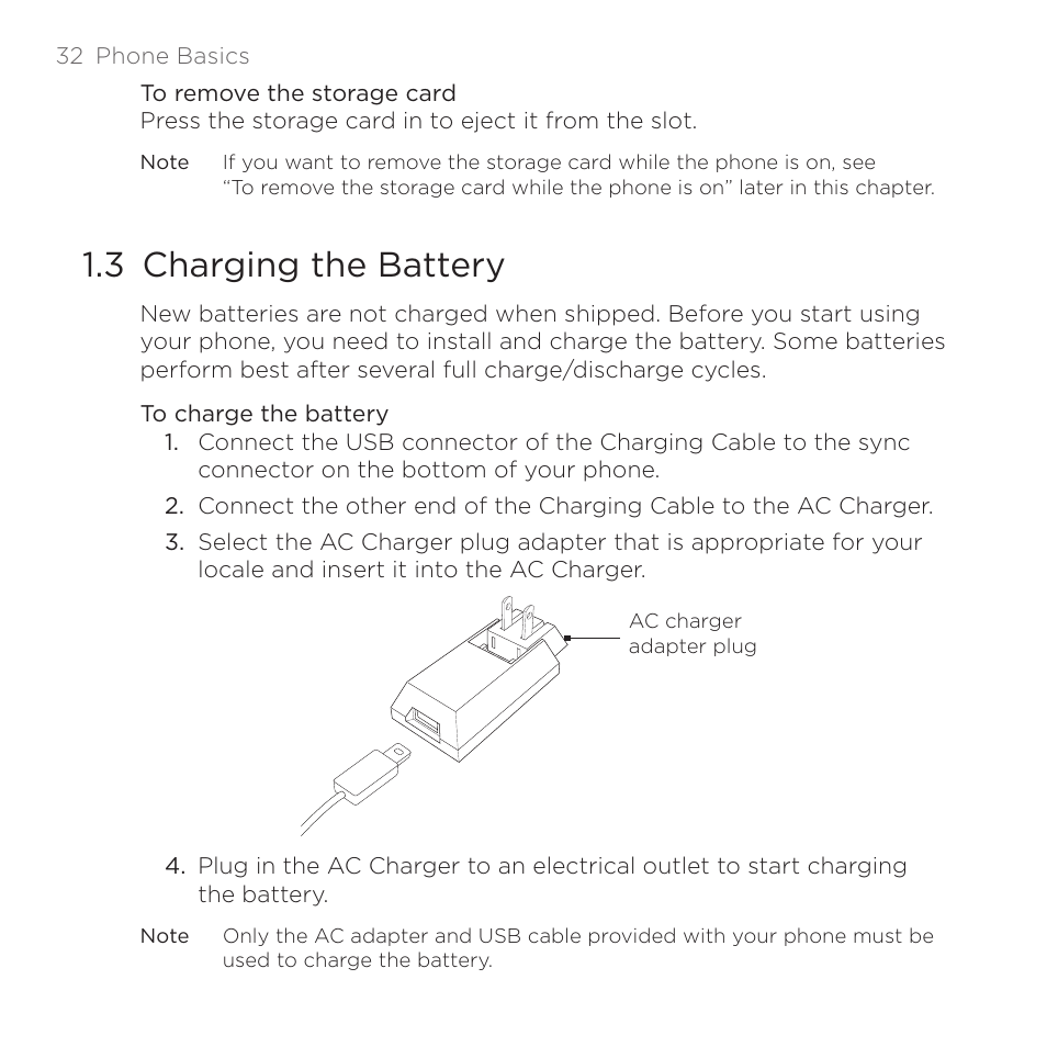 3 charging the battery | HTC DROID Eris PB00100 User Manual | Page 32 / 238