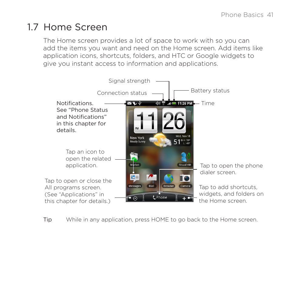 7 home screen | HTC DROID Eris PB00100 User Manual | Page 41 / 238