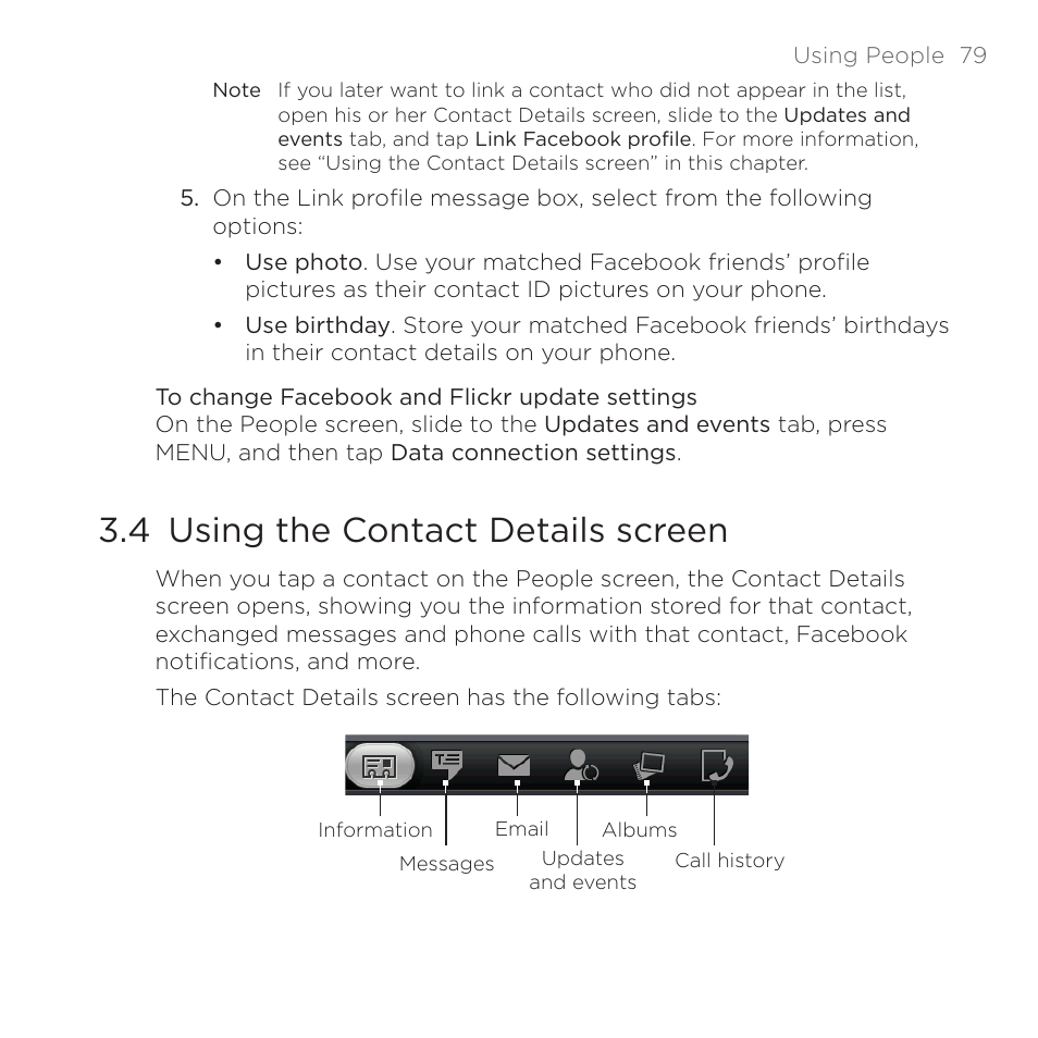 4 using the contact details screen | HTC DROID Eris PB00100 User Manual | Page 79 / 238