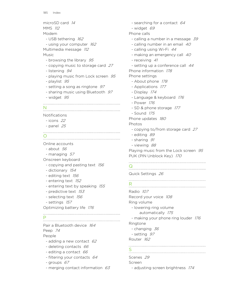 HTC Wildfire S EN User Manual | Page 185 / 187