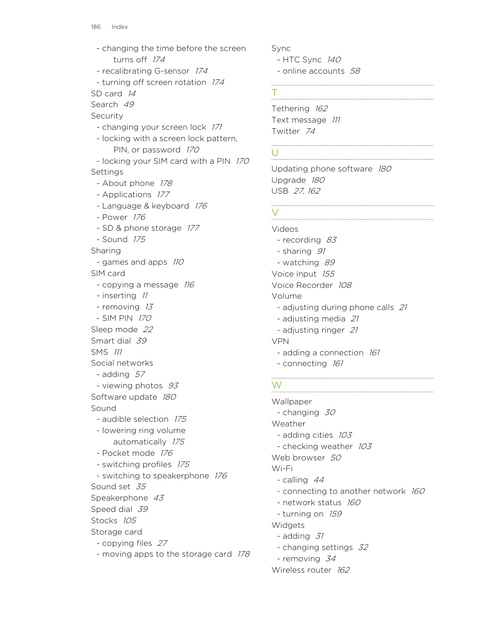 HTC Wildfire S EN User Manual | Page 186 / 187