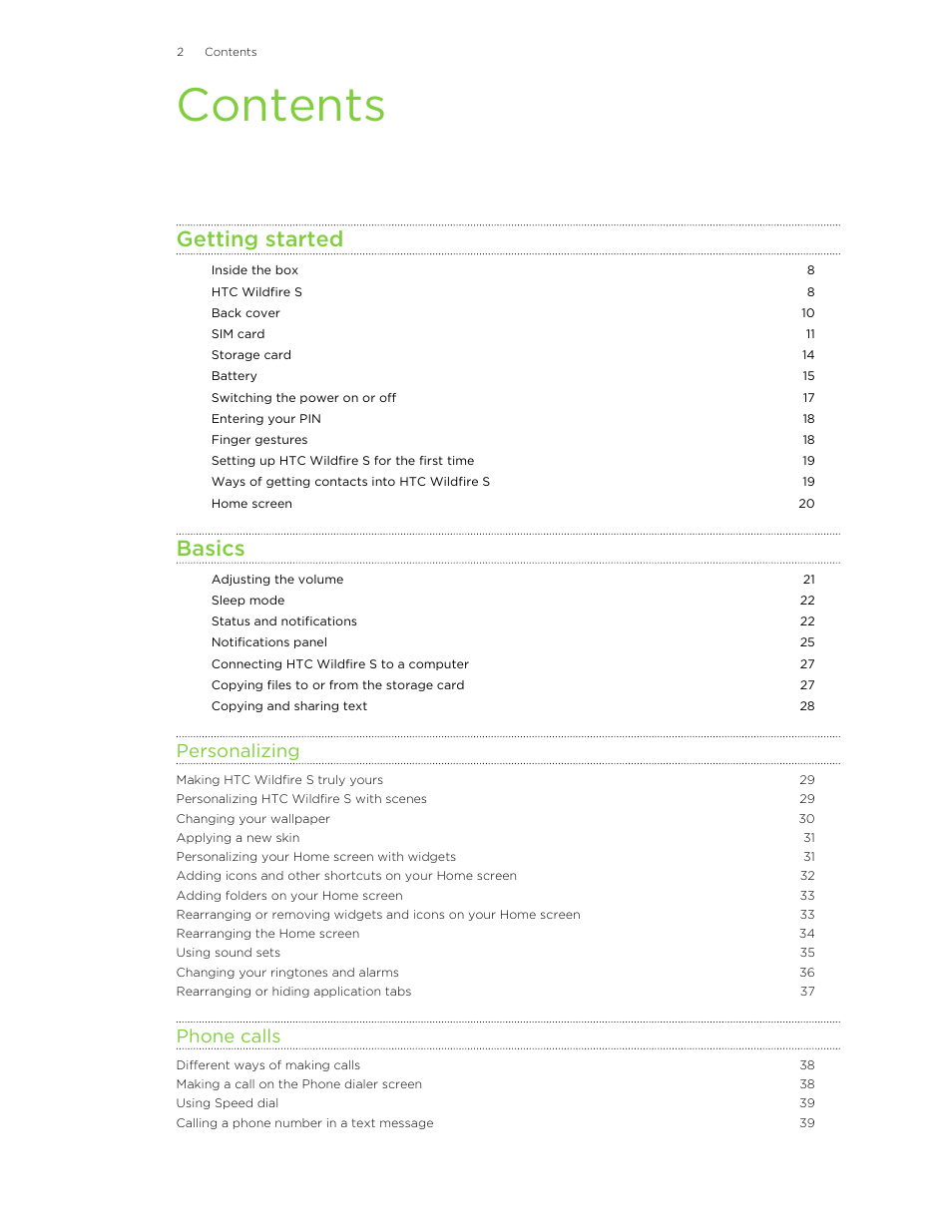 HTC Wildfire S EN User Manual | Page 2 / 187