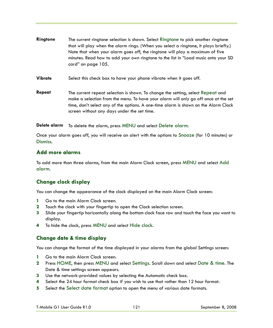 HTC G1 User Manual | Page 121 / 141