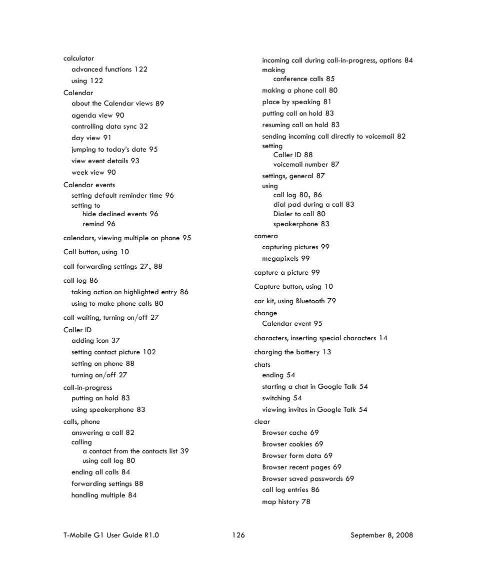 HTC G1 User Manual | Page 126 / 141