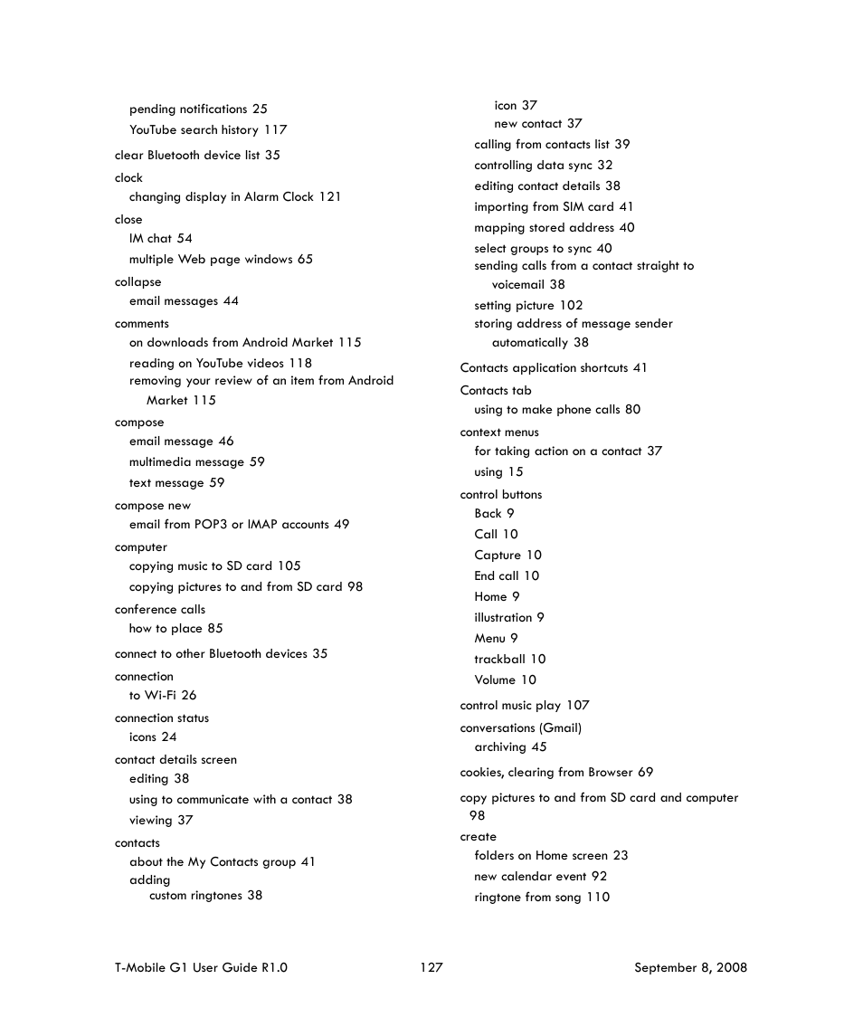 HTC G1 User Manual | Page 127 / 141