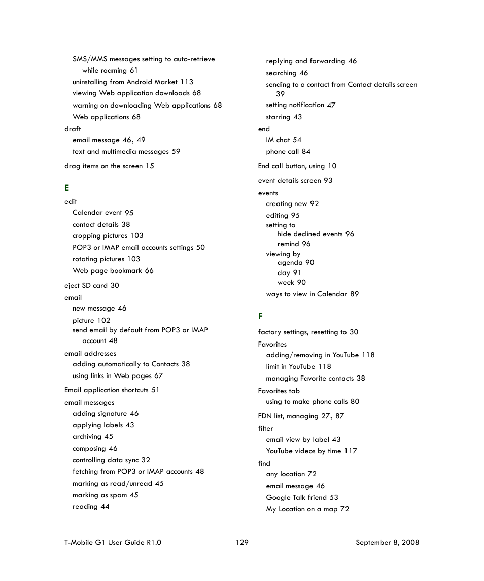 HTC G1 User Manual | Page 129 / 141