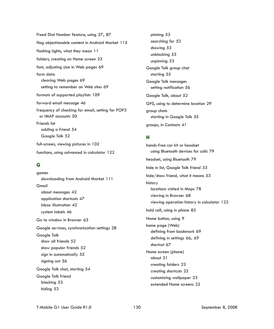 HTC G1 User Manual | Page 130 / 141