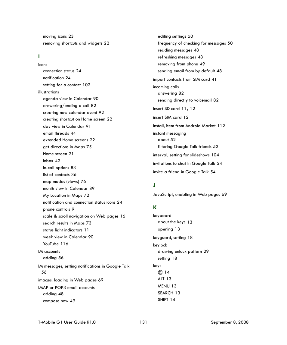 HTC G1 User Manual | Page 131 / 141