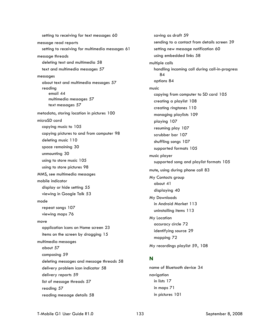 HTC G1 User Manual | Page 133 / 141