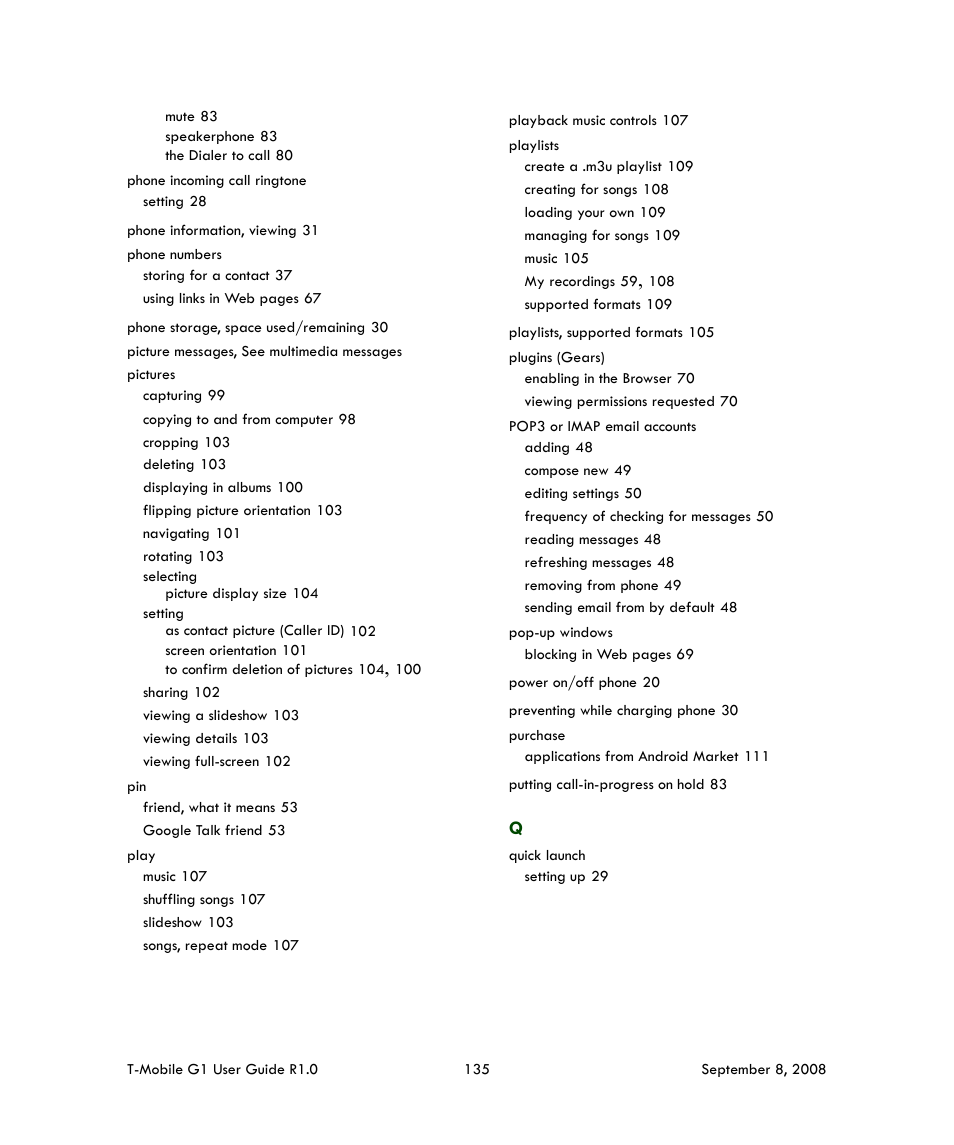 HTC G1 User Manual | Page 135 / 141