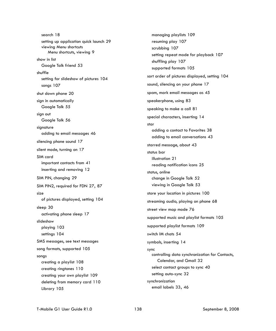 HTC G1 User Manual | Page 138 / 141