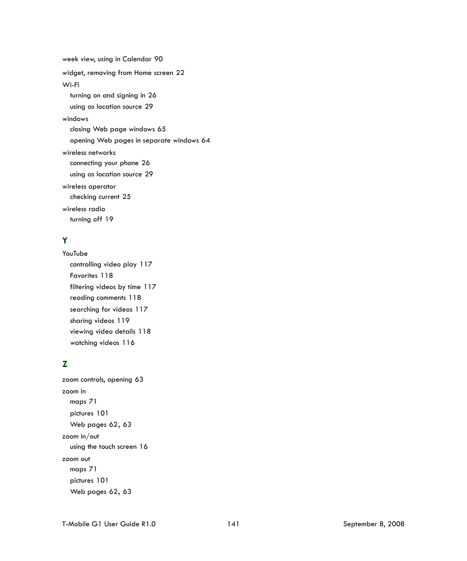 HTC G1 User Manual | Page 141 / 141