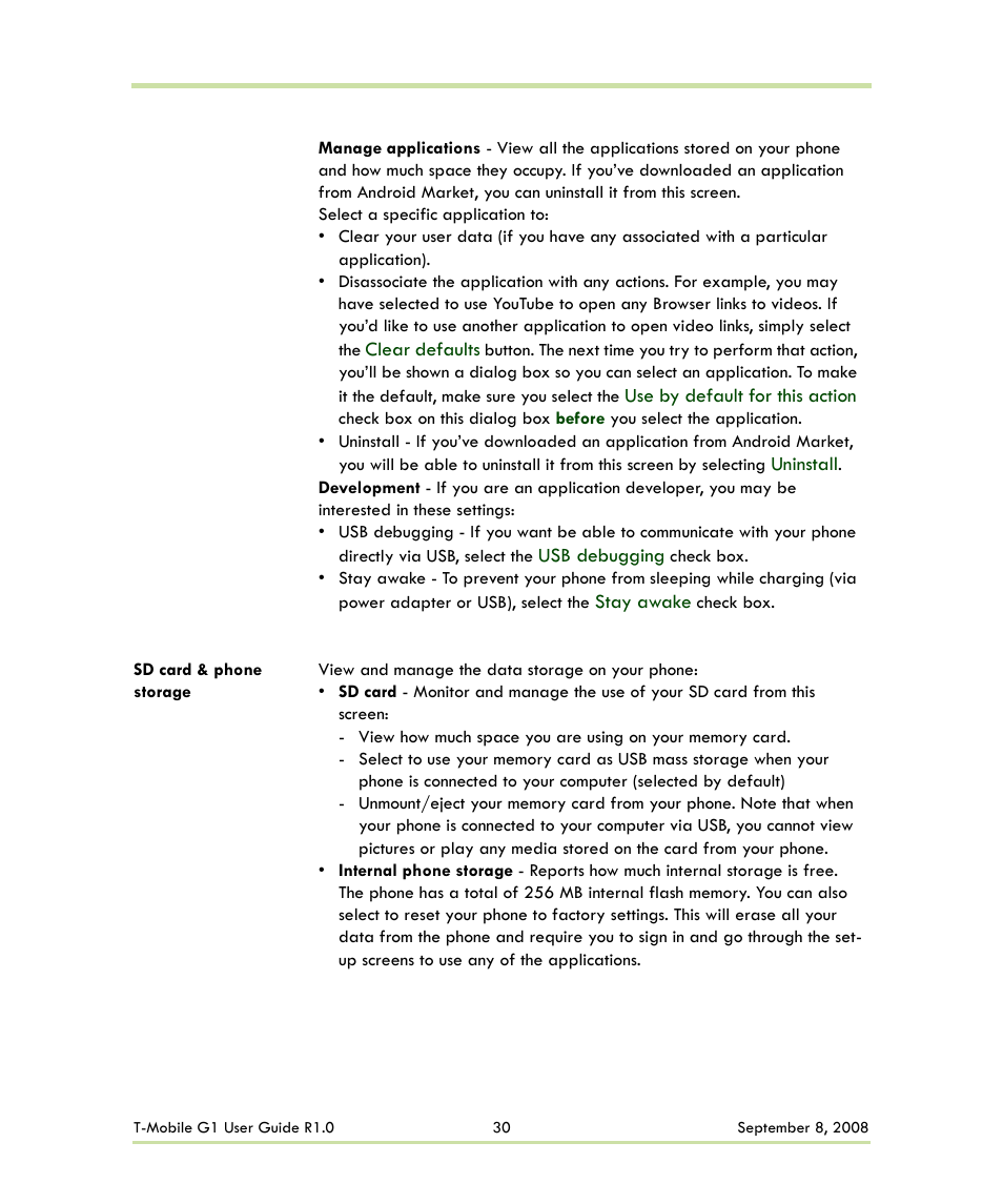 HTC G1 User Manual | Page 30 / 141