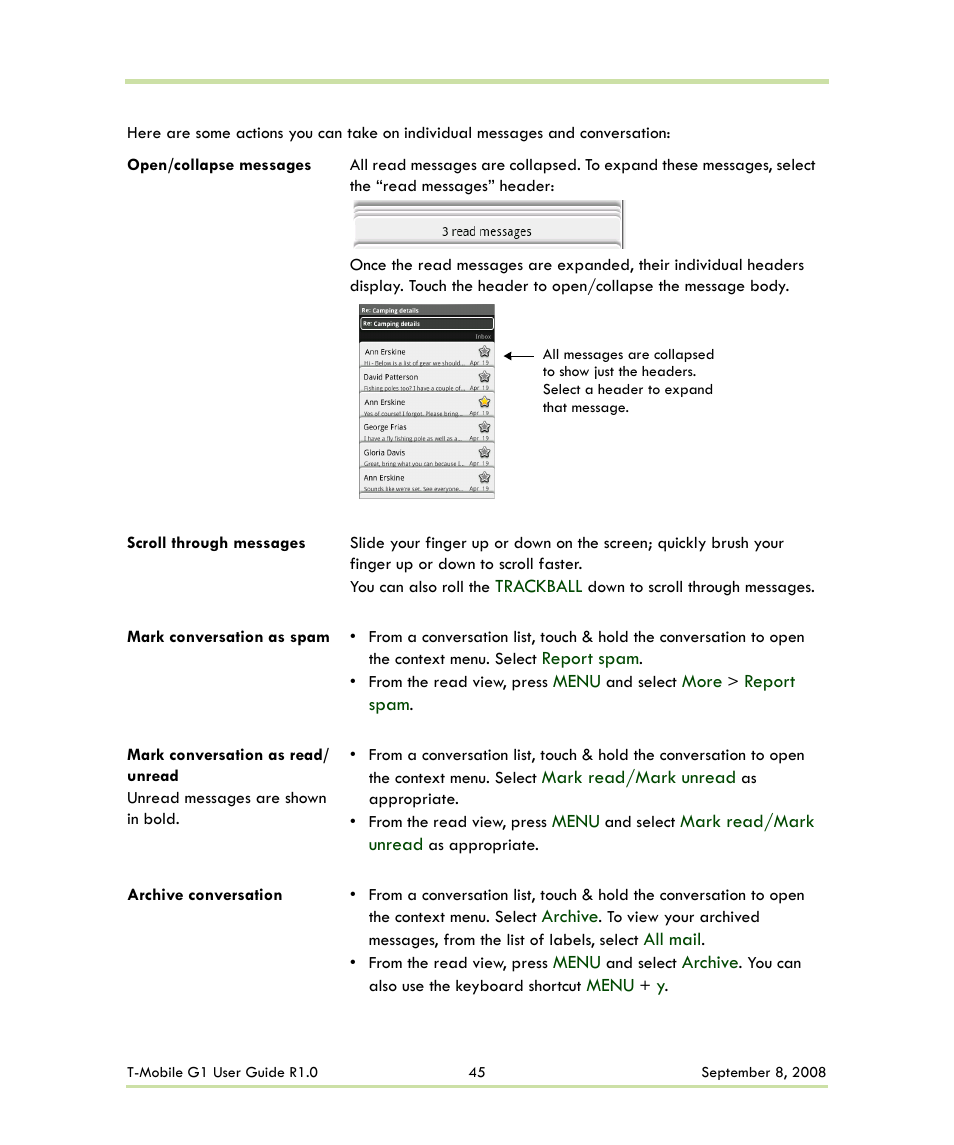 HTC G1 User Manual | Page 45 / 141